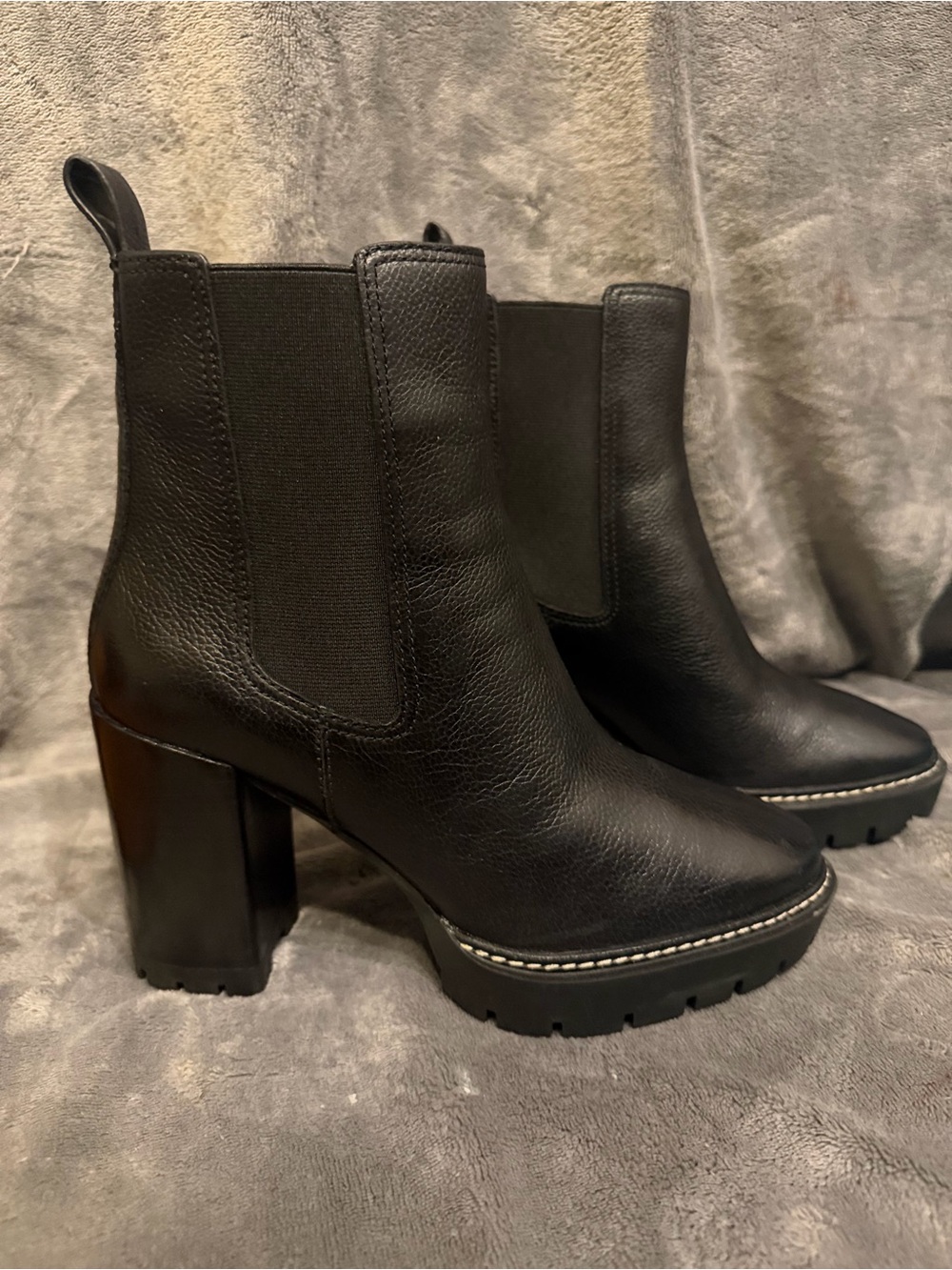 Black Leather Platform Chelsea Boots